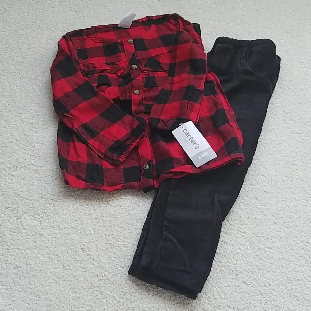 Plaid Button top and pants